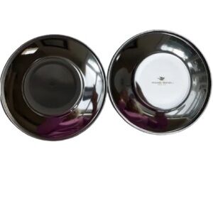 Michael Graves Set of Two Silver plated Saucer Plates with Logo.